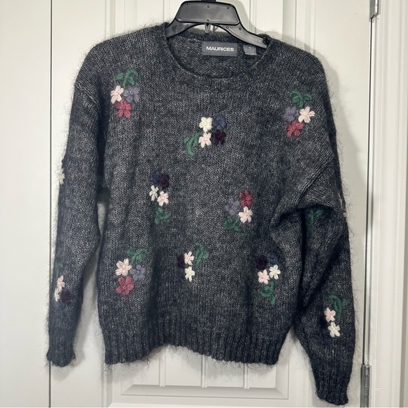 Maurices Sweaters - Maurices Dark Gray Sweater with Floral Design